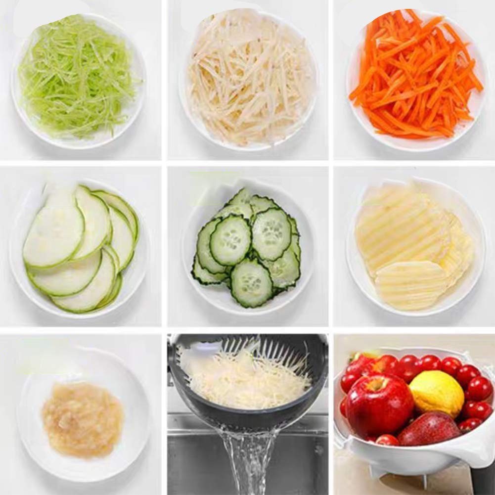9-in-1 Kitchen Vegetable Cutter Tool with Drain Basket