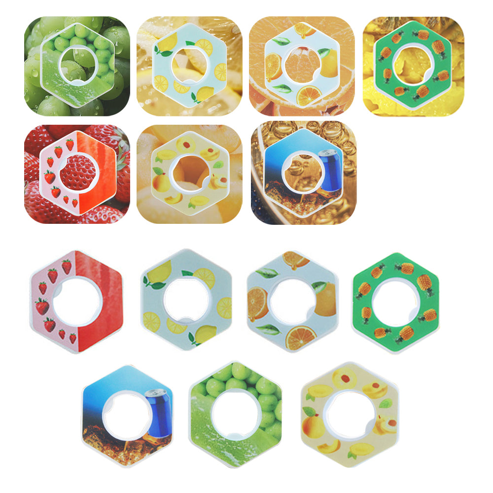 7 Fragrance Rings - Grape+Orange+Peach+Coke+Pineapple+Strawberry+Lemon