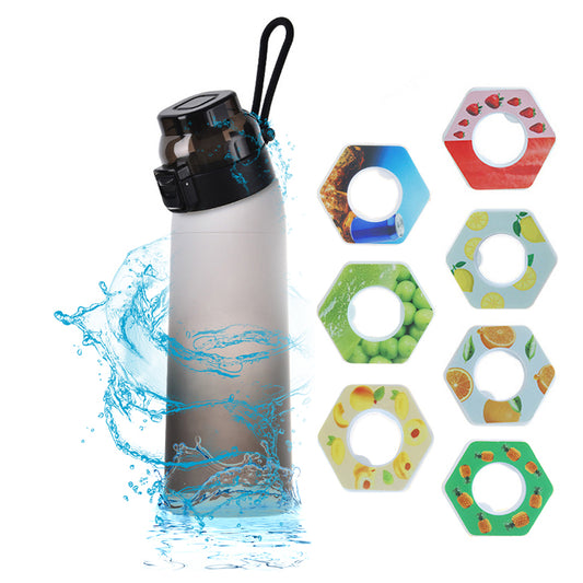 700ML Scent Water Bottle Leak Proof Sport Water Cup with 7 Fragrance Rings-Black
