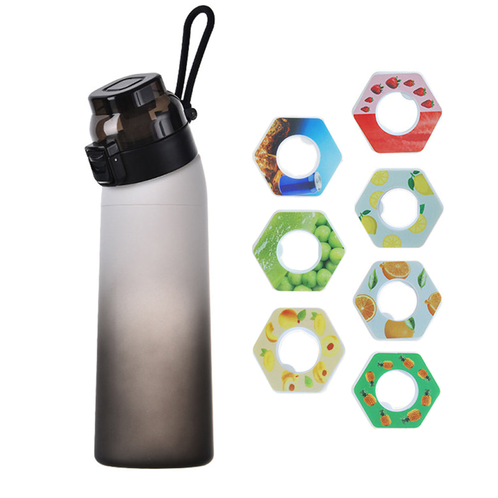 700ML Scent Water Bottle Leak Proof Sport Water Cup with 7 Fragrance Rings-Black