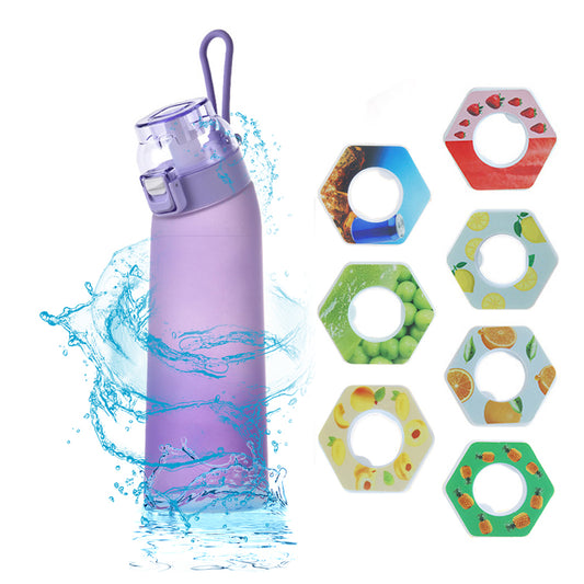 700ML Scent Water Bottle Leak Proof Sport Water Cup with 7 Fragrance Ring-Purple