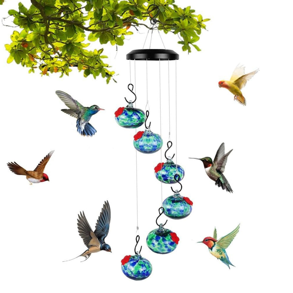 Wind Chime Hummingbird Feeder Plastic Hanging Bird Water Feeder - Blue