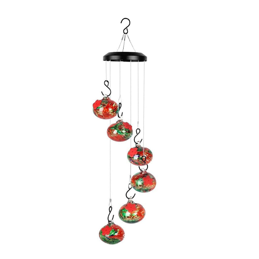 Wind Chime Hummingbird Feeder Plastic Hanging Bird Water Feeder - Red