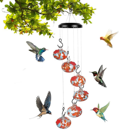 Wind Chime Hummingbird Feeder Plastic Hanging Bird Water Feeder - Orange