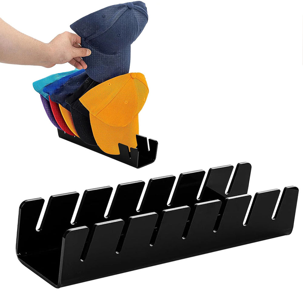 Hat Stand for Baseball Caps Acrylic Hat Organizer for 7 Baseball Caps - Black