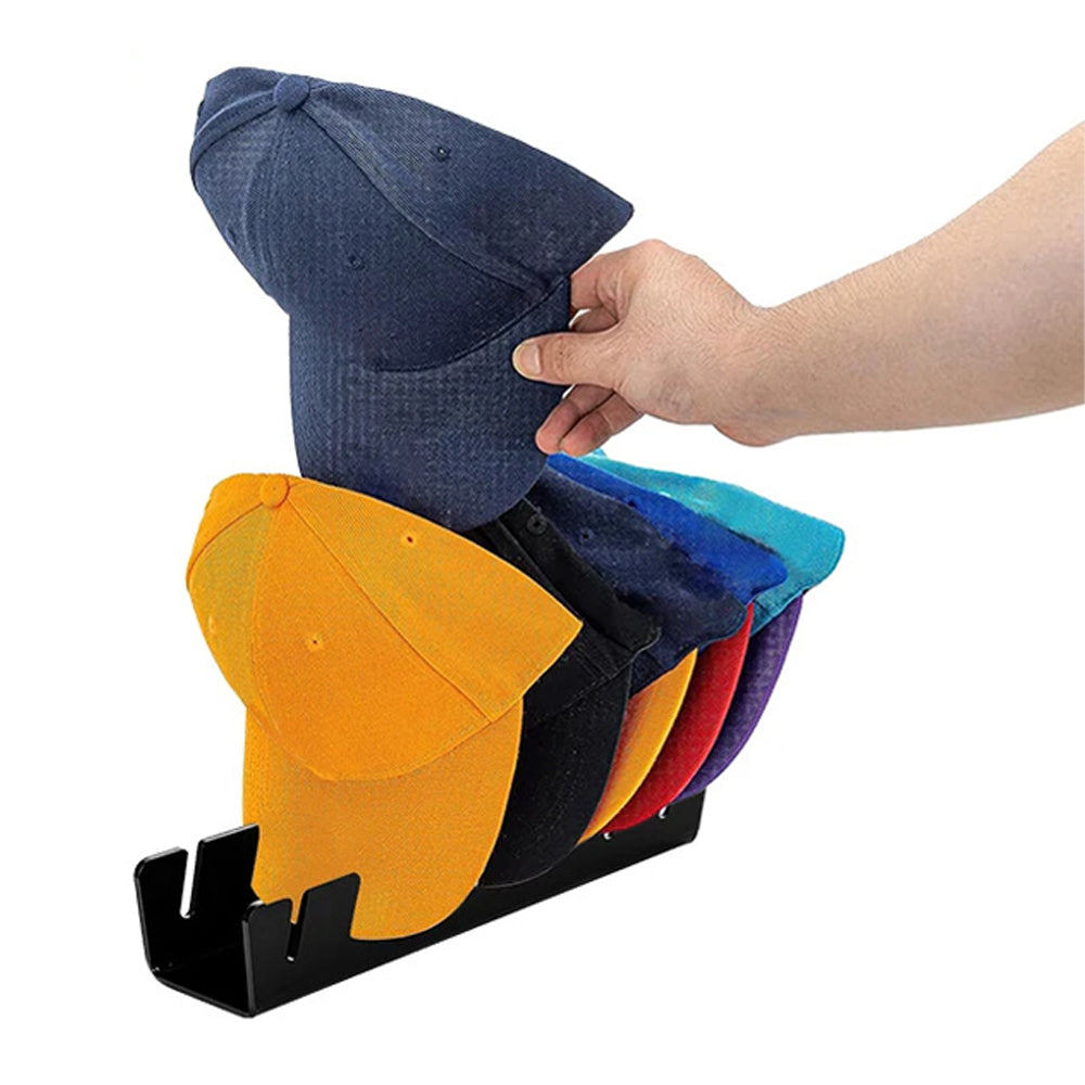 2Pcs Hat Stand for Baseball Cap Acrylic Hat Organizer for 14 Baseball Caps-Black