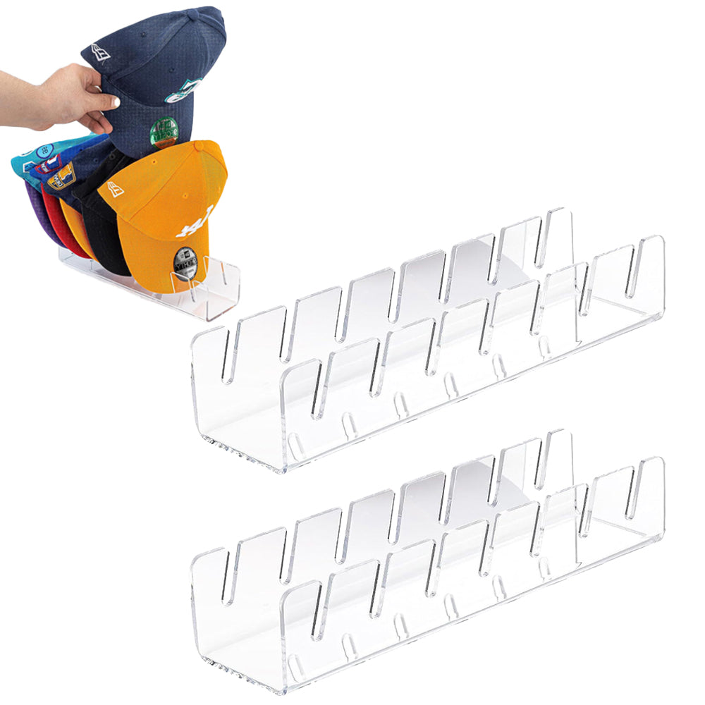 2Pcs Hat Stand for Baseball Cap Acrylic Hat Organizer for 14 Baseball Caps-Clear