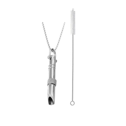 1Pc Mindful Breathing Necklace Anxiety Relief with Cleaning Brush - Silver