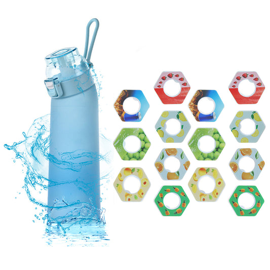 700ML Scent Water Bottle Leak Proof Water Cup with 14 Fragrance Rings - Blue