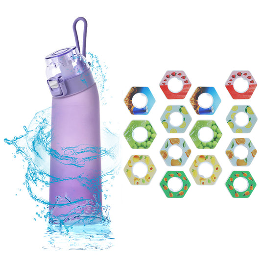 700ML Scent Water Bottle Leak Proof Water Cup with 14 Fragrance Rings - Purple