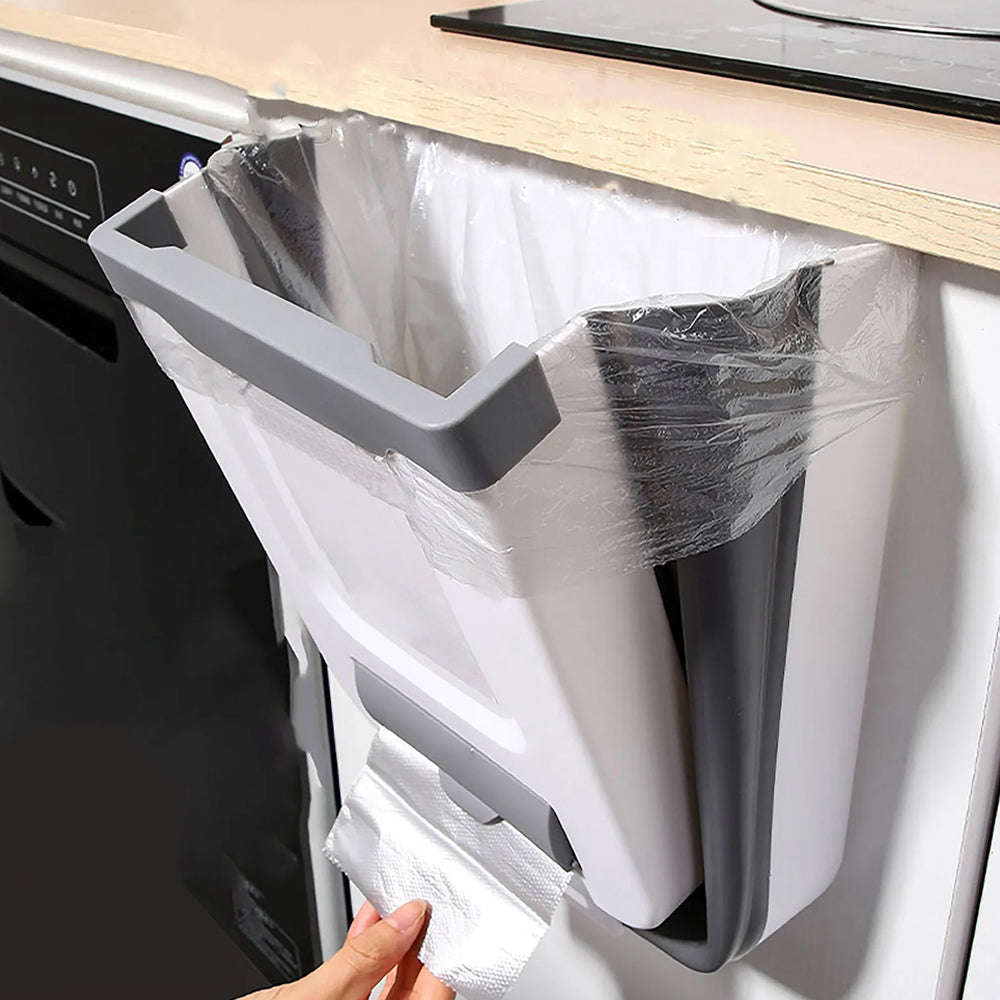 10L Hanging Kitchen Trash Can Foldable Waste Bin for Kitchen