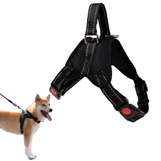 No-Pull Pet Dog Harness with Handle Adjustable Padded Vest - Black-S