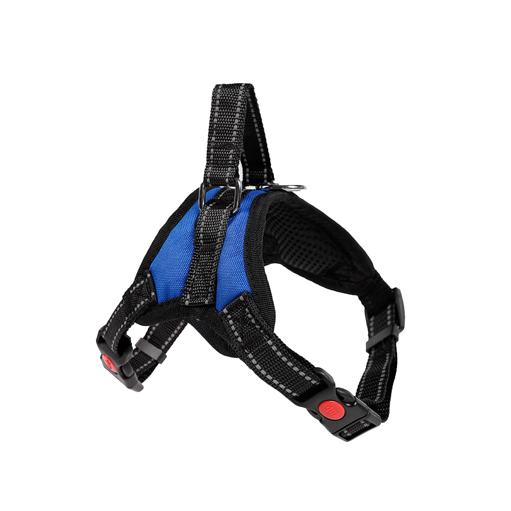 No-Pull Pet Dog Harness with Handle Adjustable Padded Vest - Blue-L