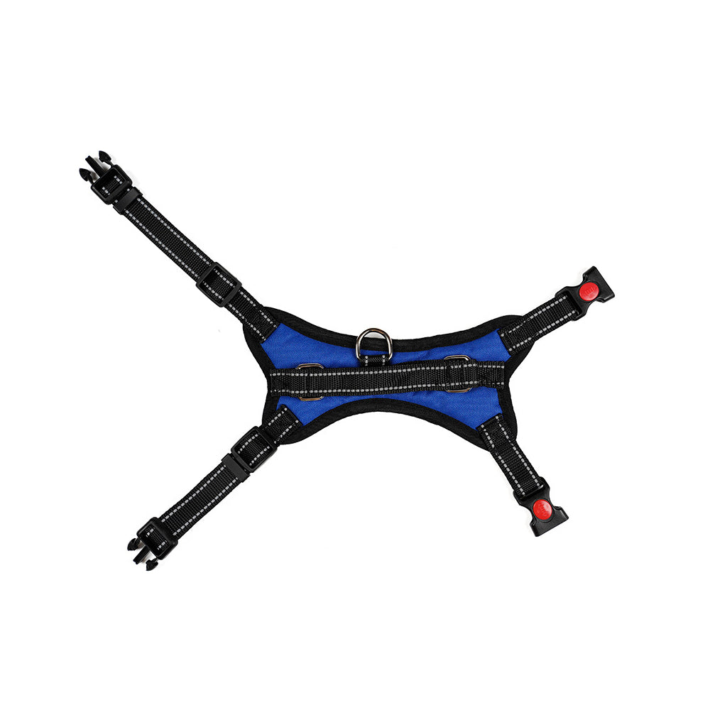 No-Pull Pet Dog Harness with Handle Adjustable Padded Vest - Blue-L