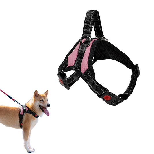 No-Pull Pet Dog Harness with Handle Adjustable Padded Vest - Pink-S