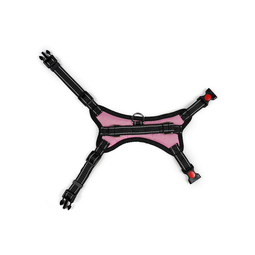 No-Pull Pet Dog Harness with Handle Adjustable Padded Vest - Pink-M