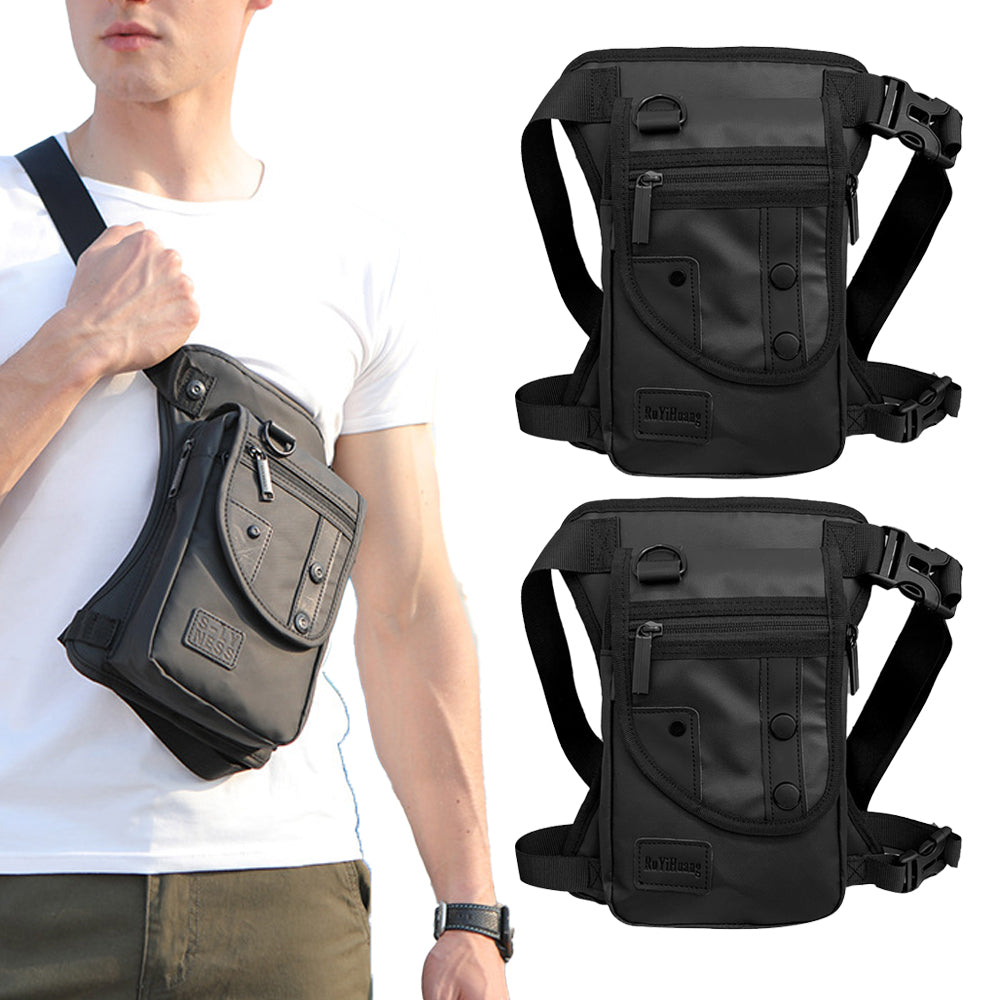 2Pcs Multi-Functional Drop Legs Tactical Waist Bag Hip Drop Belt Pack - Black
