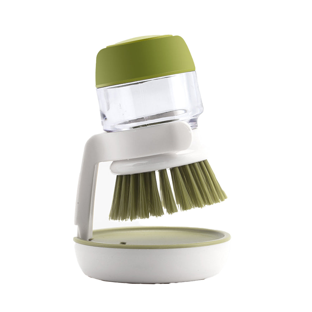 Dish Scrub Brush with Soap Dispenser Washing Brush Pressing Cleaner - Green