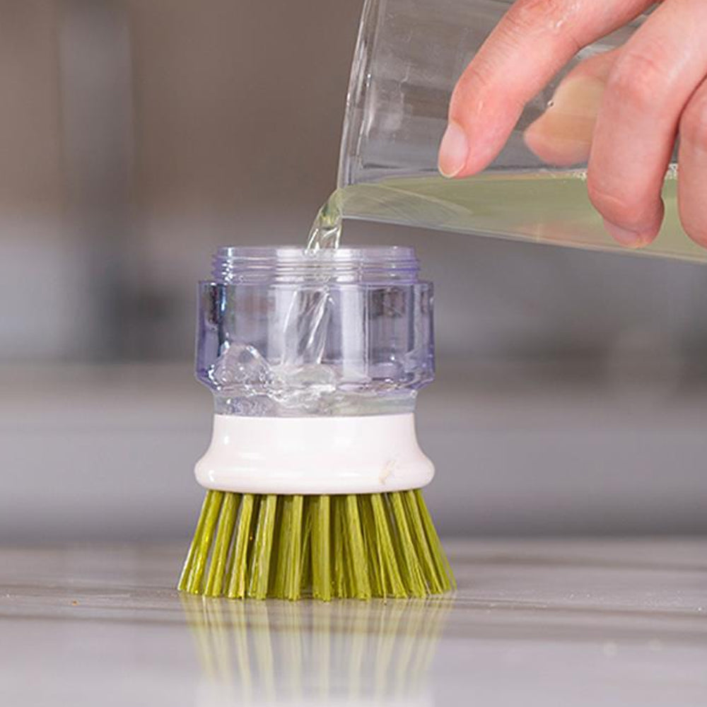Dish Scrub Brush with Soap Dispenser Washing Brush Pressing Cleaner - Green