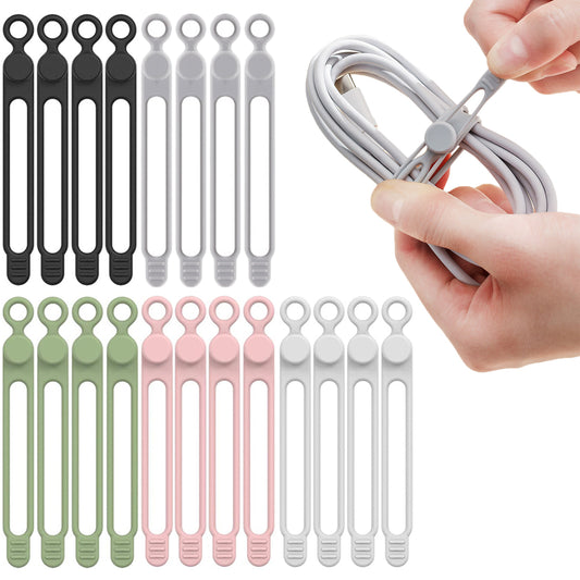 20Pcs Silicone Cable Ties Charging Cable Organizer Elastic Cord Wires Ties