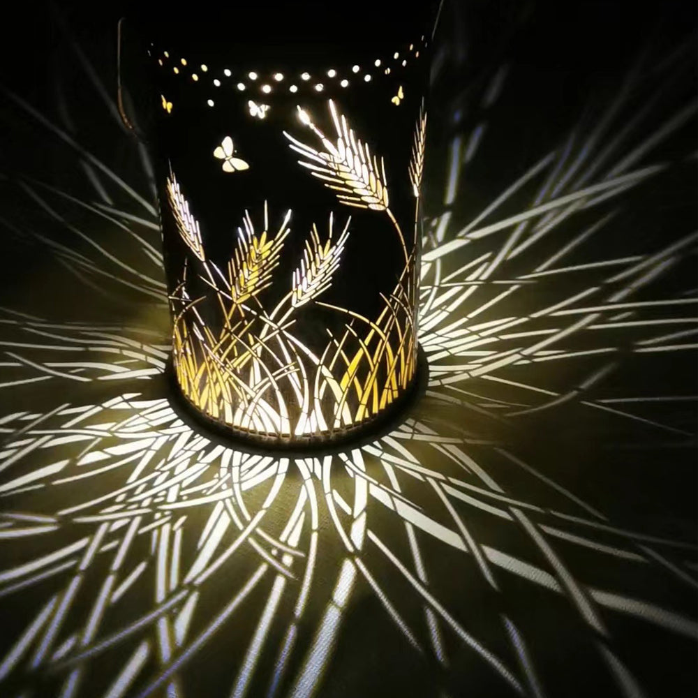 3D Dynamic Solar Lantern Ears Hollowed Out Outdoor Hanging Lantern Lights