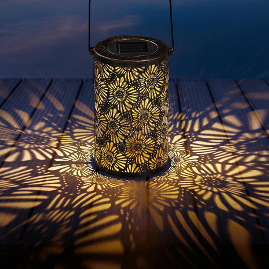 3D Dynamic Solar Lantern Flower Hollowed Out Outdoor Hanging Lantern Lights