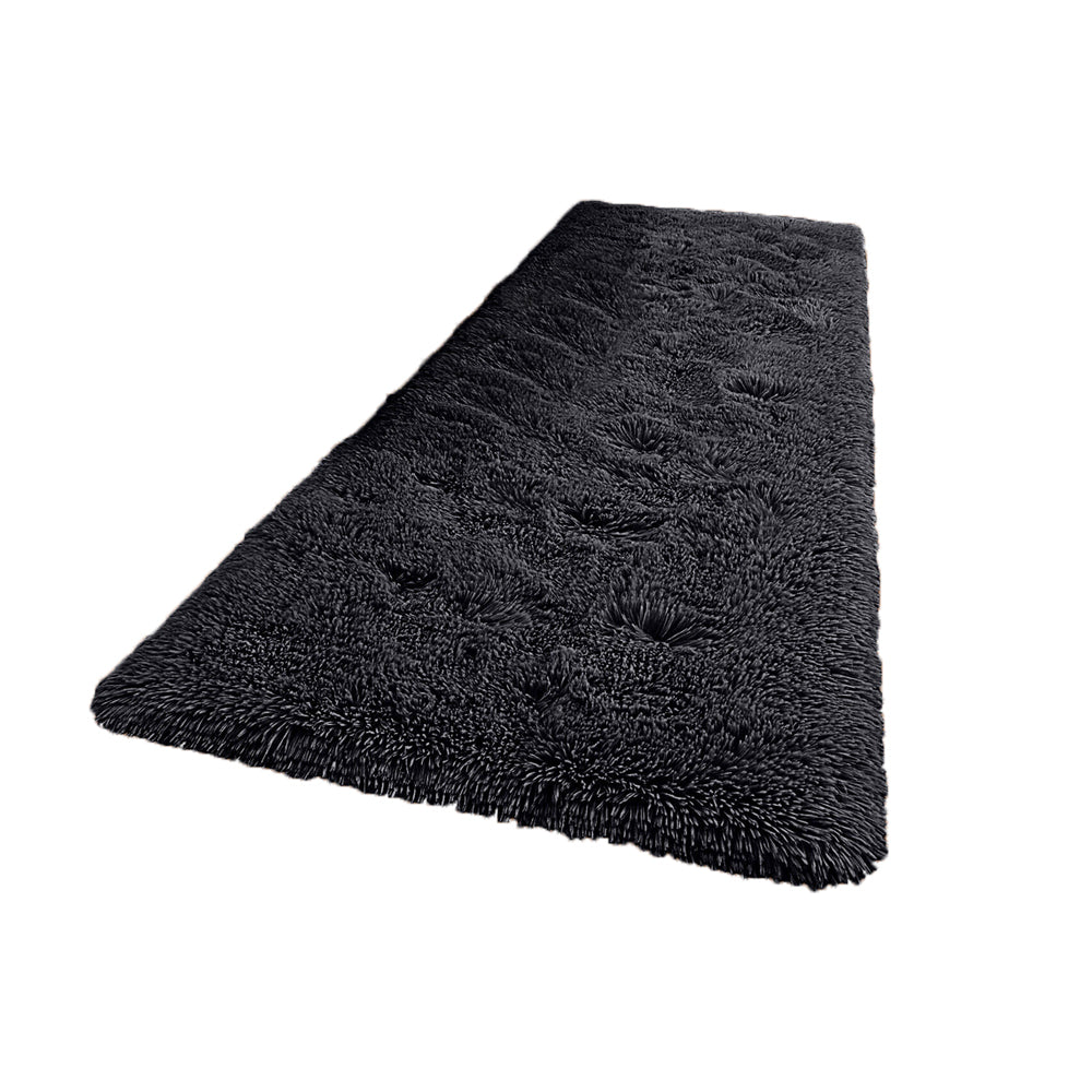 80x200cm Super Soft Shaggy Rug Fluffy Carpets Non Slip Hallway Runner Rug Black