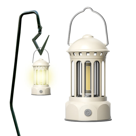 8.6x15.5cm Tent Camping LED Lantern Portable Rechargeable Night Lamp Beige