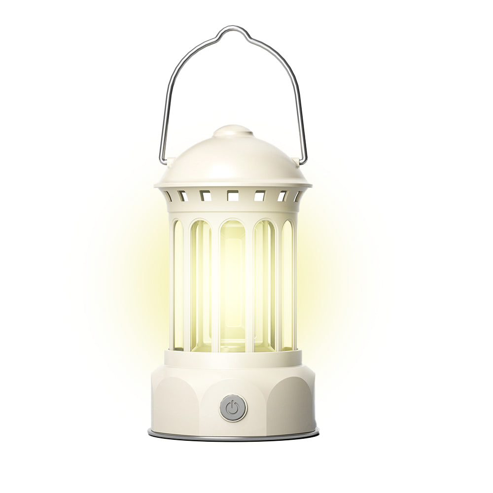 8.6x15.5cm Tent Camping LED Lantern Portable Rechargeable Night Lamp Beige