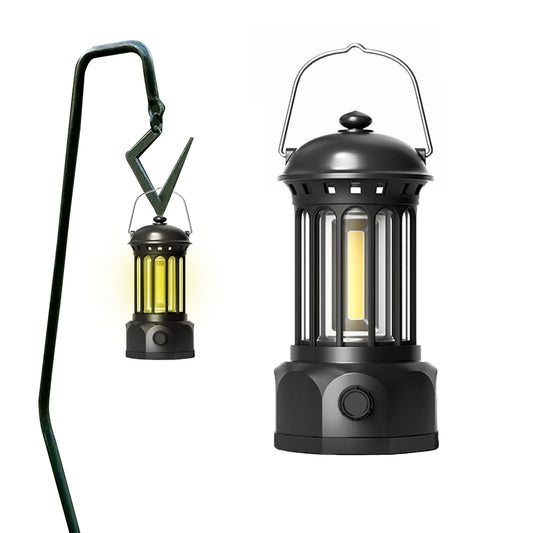 10.1x21.1cm Tent Camping LED Lantern Portable Rechargeable Night Lamp Black