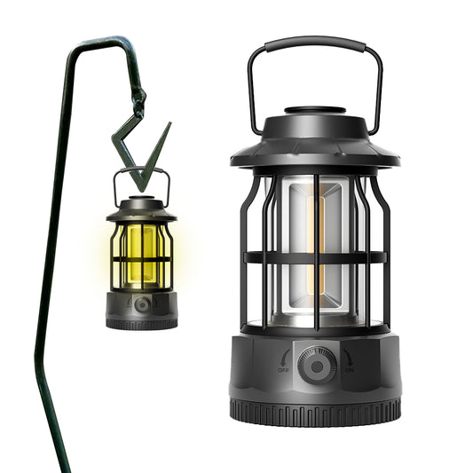 10.1x17.5cm Tent Camping LED Lantern Portable Rechargeable Night Lamp Black