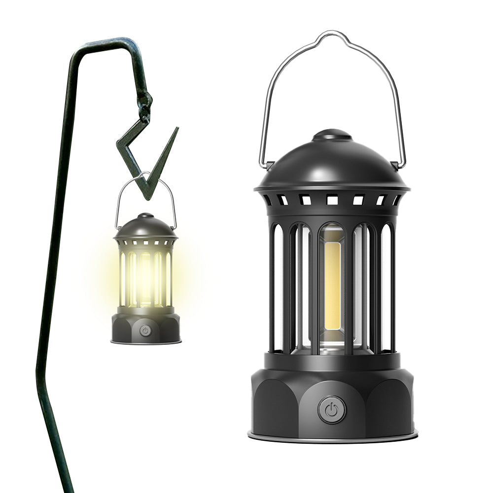 8.6x15.5cm Tent Camping LED Lantern Portable Rechargeable Night Lamp Black