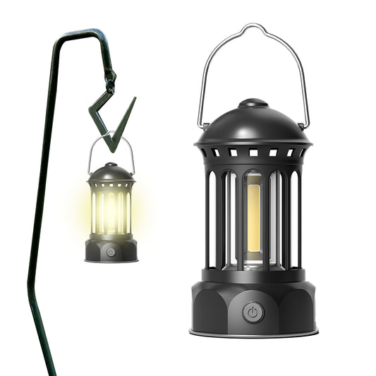 8.6x15.5cm Tent Camping LED Lantern Portable Rechargeable Night Lamp Black