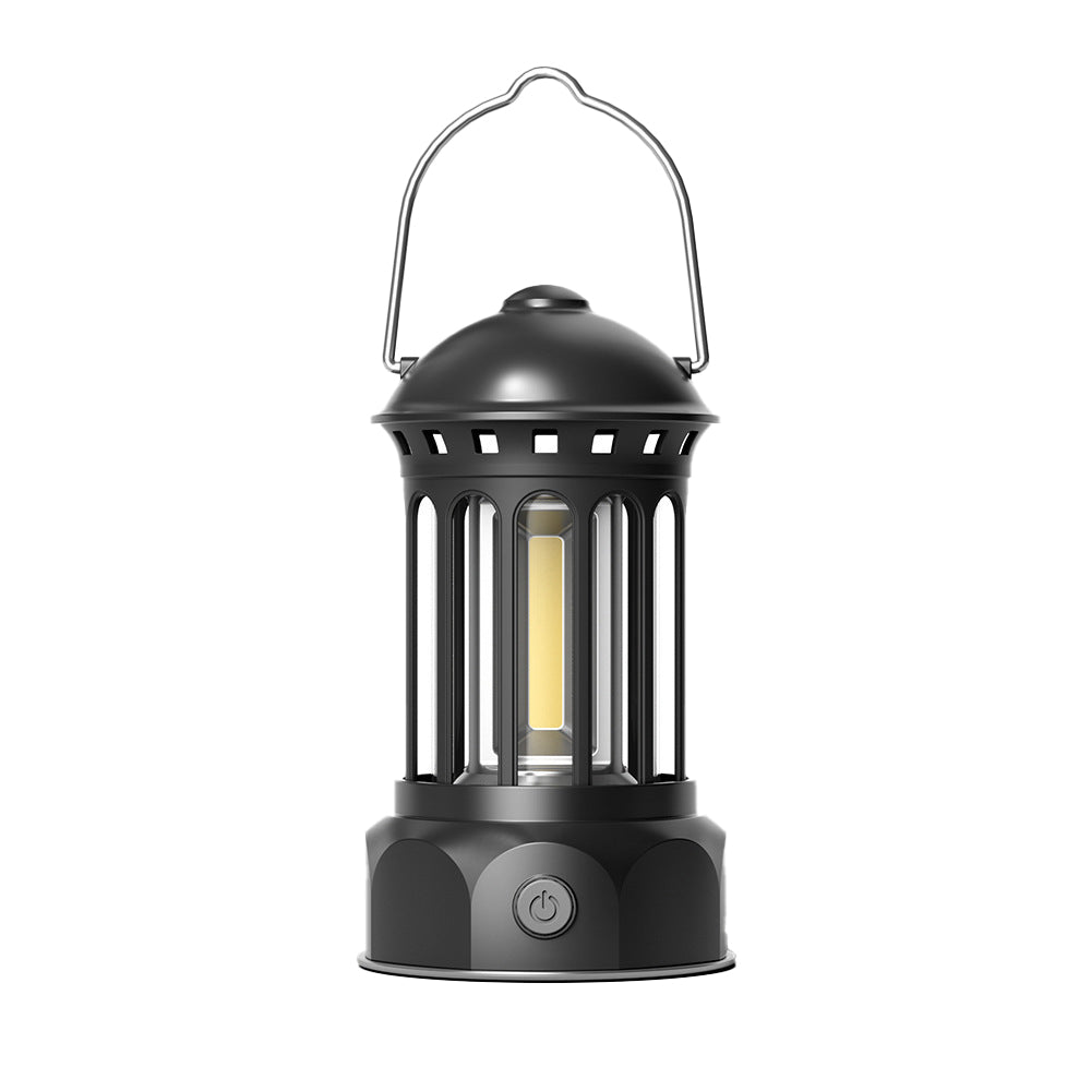 8.6x15.5cm Tent Camping LED Lantern Portable Rechargeable Night Lamp Black