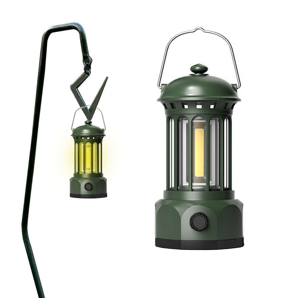 10.1x21.1cm Tent Camping LED Lantern Portable Rechargeable Night Lamp Green