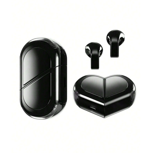Wireless TWS 5.3 Audio Earphones Convertible Heart-Shaped Couple Earbuds Black