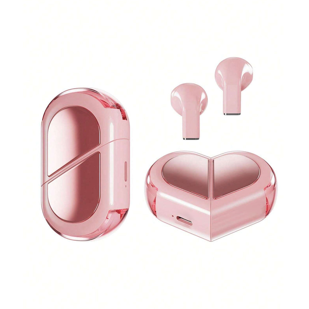 Wireless TWS 5.3 Audio Earphones Convertible Heart-Shaped Couple Earbuds Pink