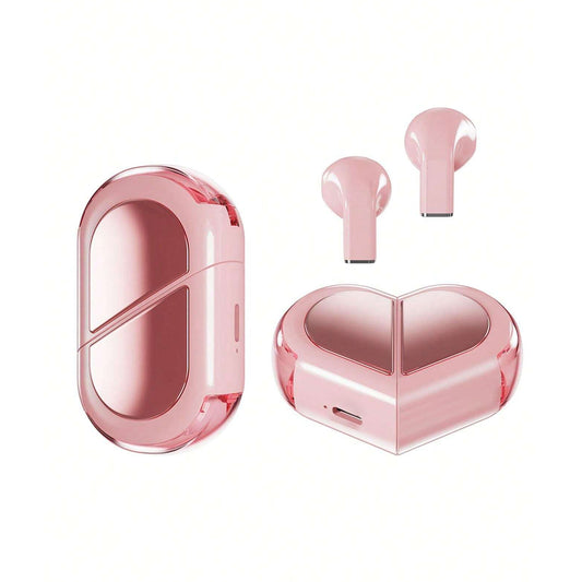 Wireless TWS 5.3 Audio Earphones Convertible Heart-Shaped Couple Earbuds Pink