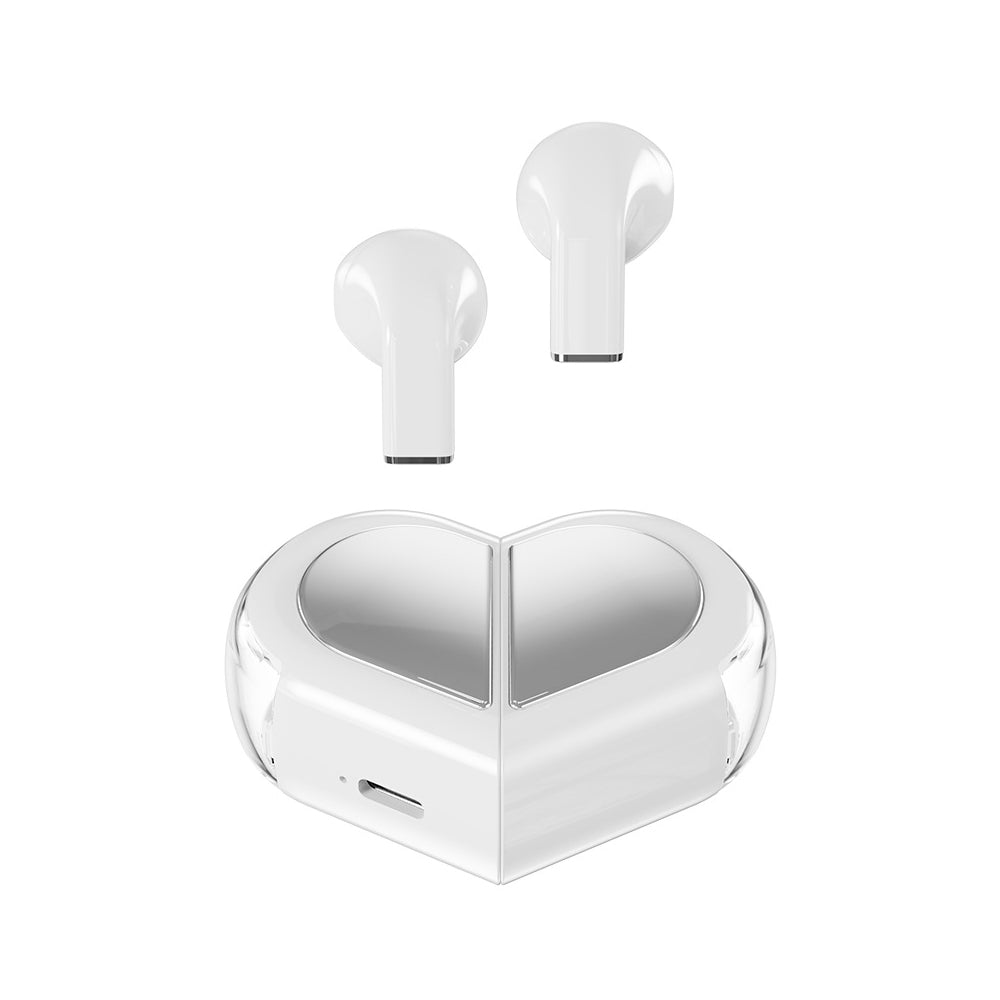 Wireless TWS 5.3 Audio Earphones Convertible Heart-Shaped Couple Earbuds White