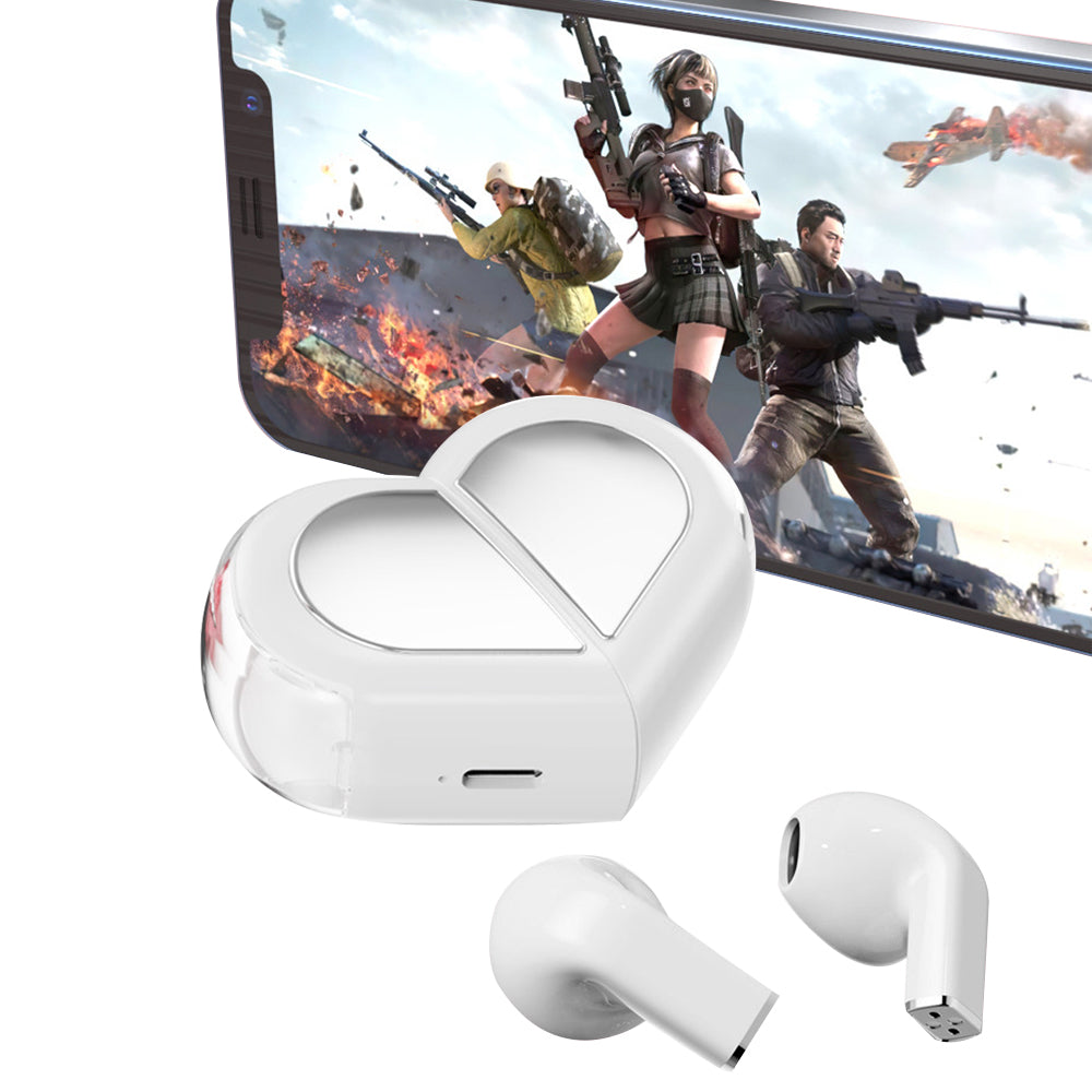 Wireless TWS 5.3 Audio Earphones Convertible Heart-Shaped Couple Earbuds White