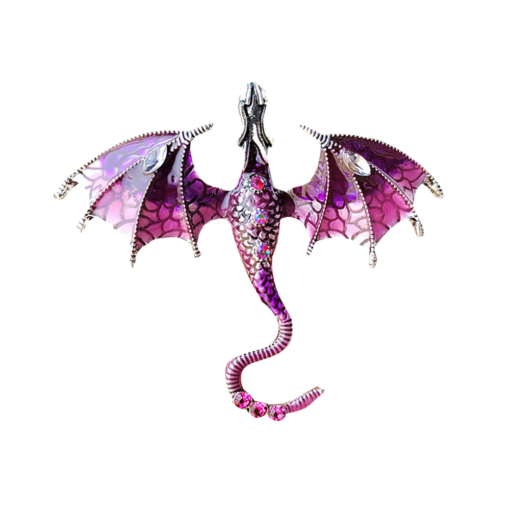 2Pcs Flying Dragon Brooch Pin Vintage Punk Flying Dragon Brooch Blue Purple