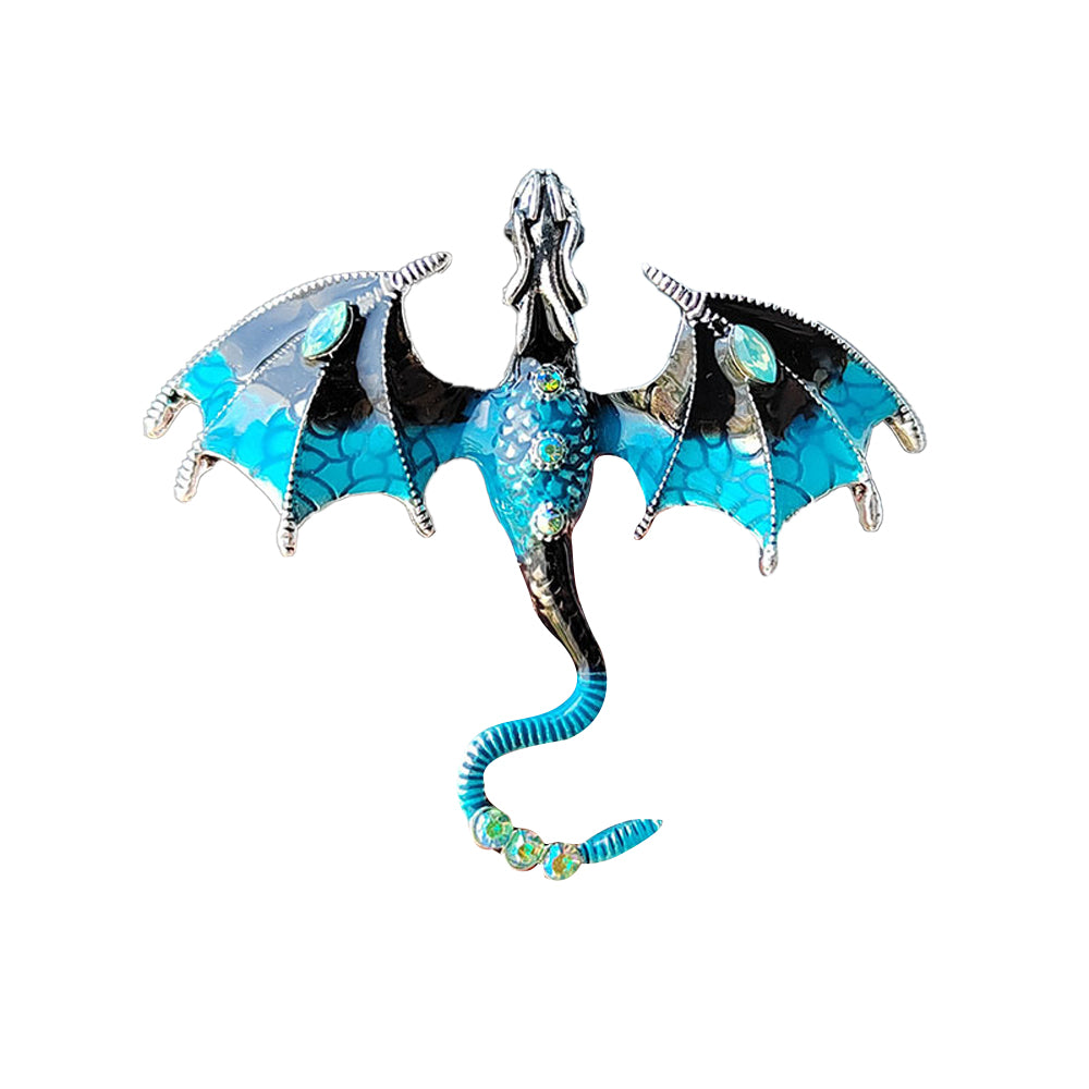 2Pcs Flying Dragon Brooch Pin Vintage Punk Flying Dragon Brooch Blue Purple