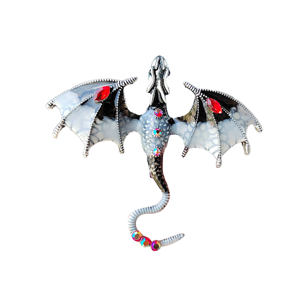 2Pcs Flying Dragon Brooch Pin Vintage Punk Flying Dragon Brooch Brown Black