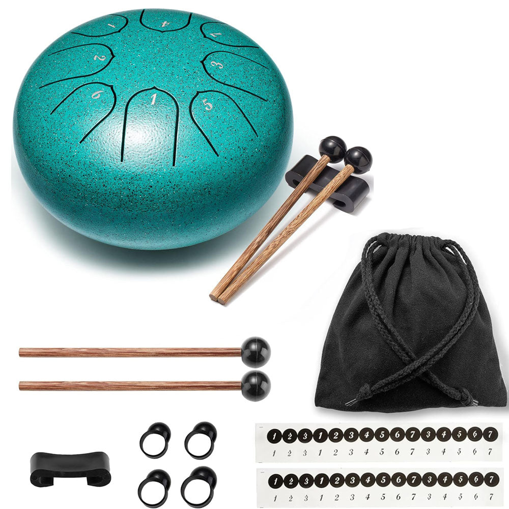 Steel Tongue Drum 6 Inch 8 Notes Ethereal Drum for Meditation Yoga Zen Blue