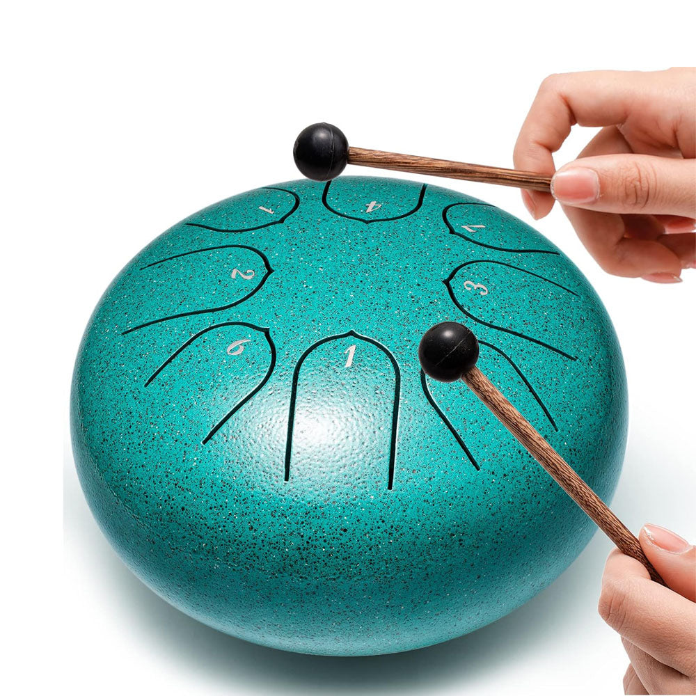 Steel Tongue Drum 6 Inch 8 Notes Ethereal Drum for Meditation Yoga Zen Blue