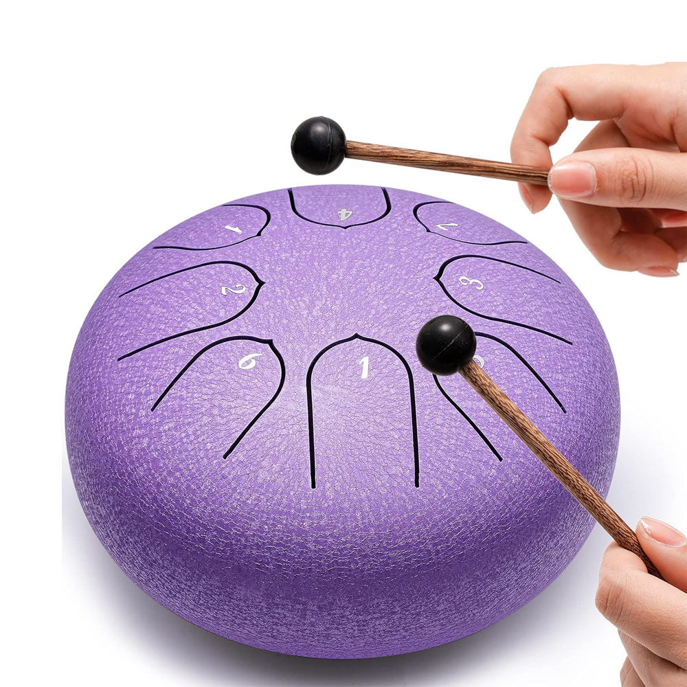 Steel Tongue Drum 6 Inch 8 Notes Ethereal Drum for Meditation Yoga Zen Purple