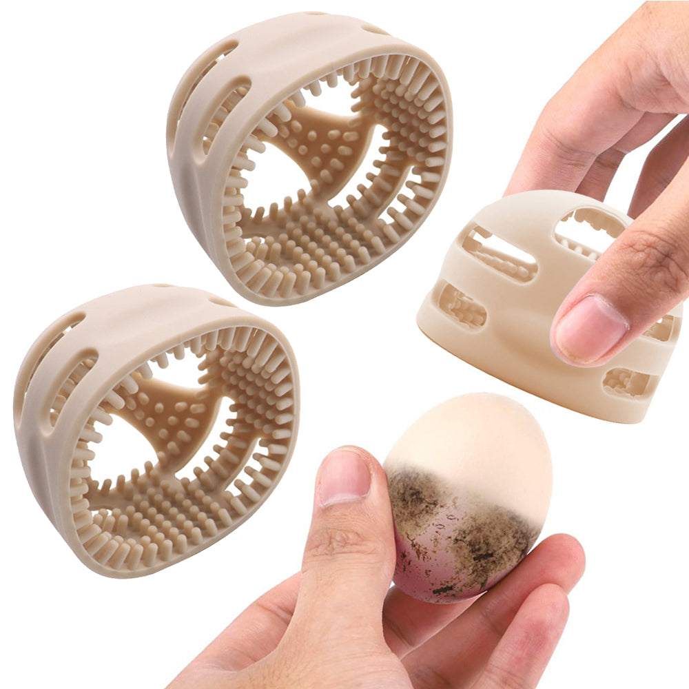 2Pcs Silicone Egg Washer Brush Reusable Cleaning Tools for Egg Khaki