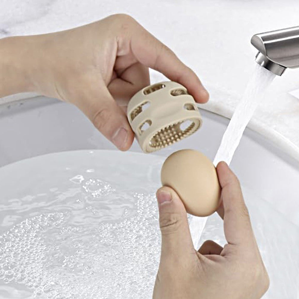 2Pcs Silicone Egg Washer Brush Reusable Cleaning Tools for Egg Khaki