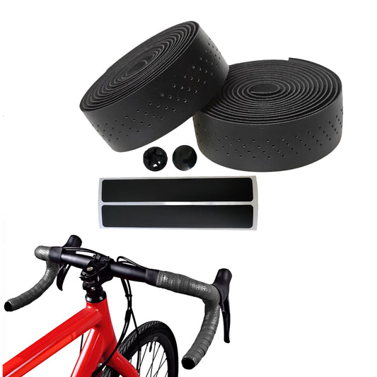 2Pcs Road Bike Handlebar Tape PU Leather Handle Bar Grip Wrap Tape