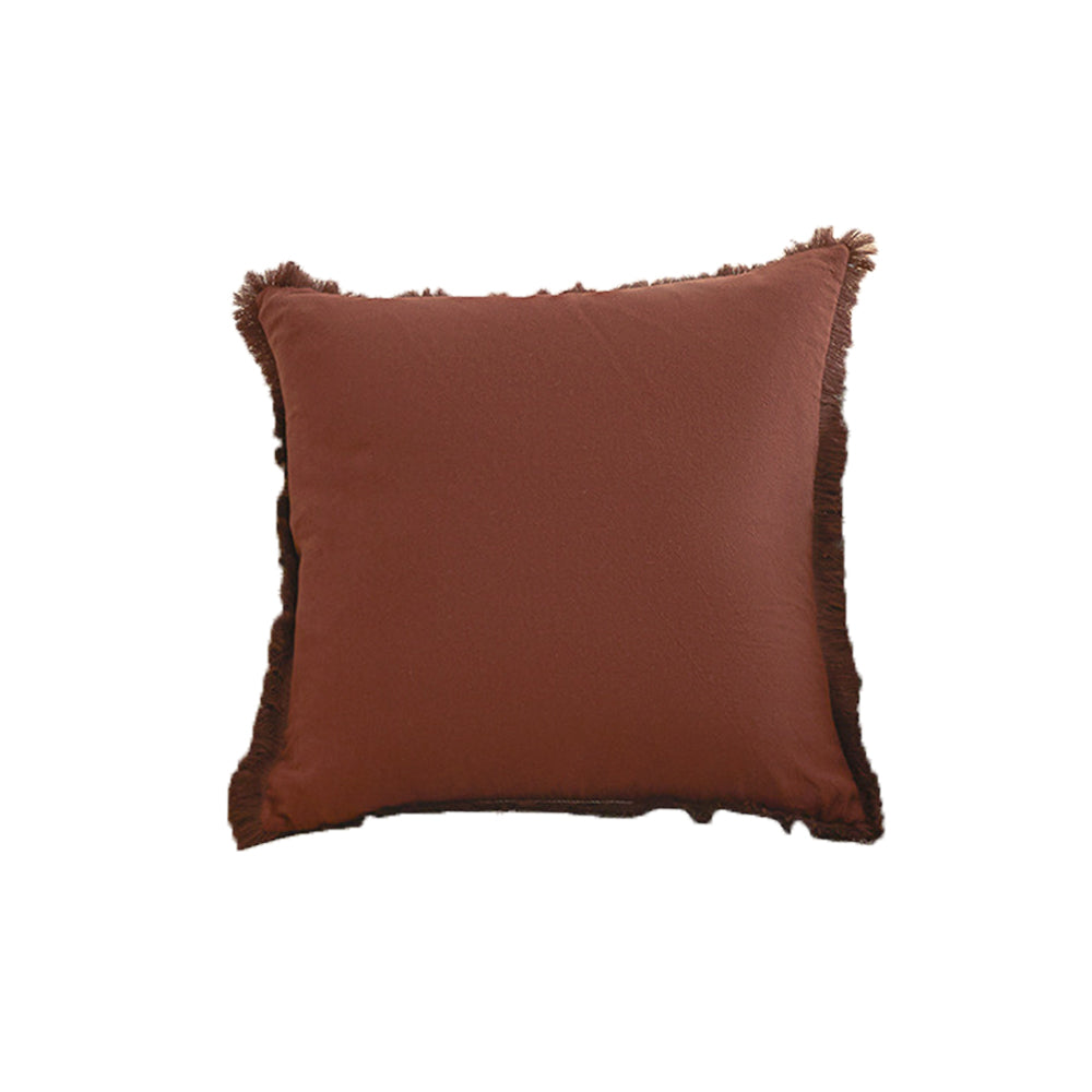 45x45cm Tassel Trim Throw Pillow Cover Decorative Sofa Pillow Cover Brown